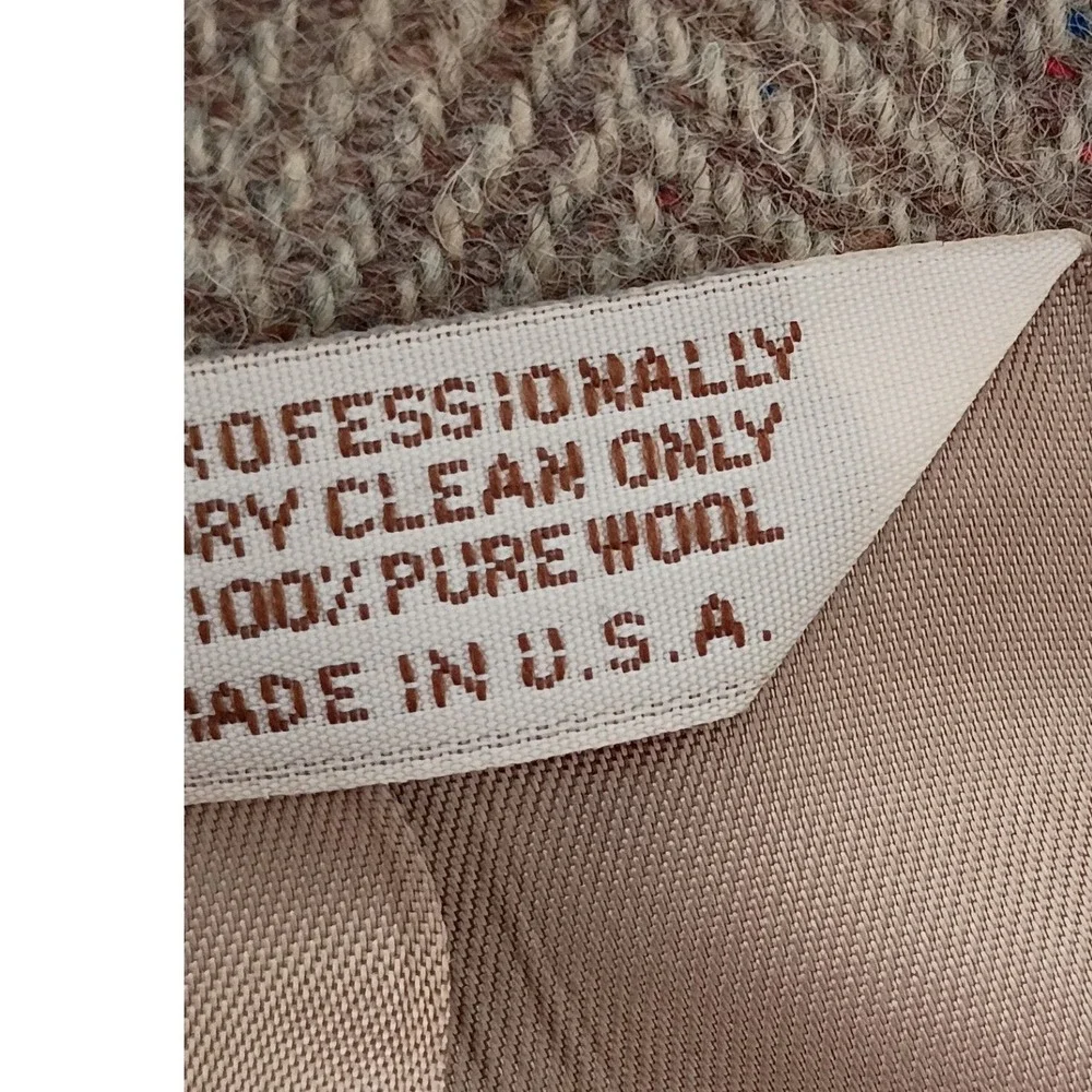DellaPenna Mens 100% Pure Wool Herringbone Tweed Blazer Tan Brwn Made in USA 42S